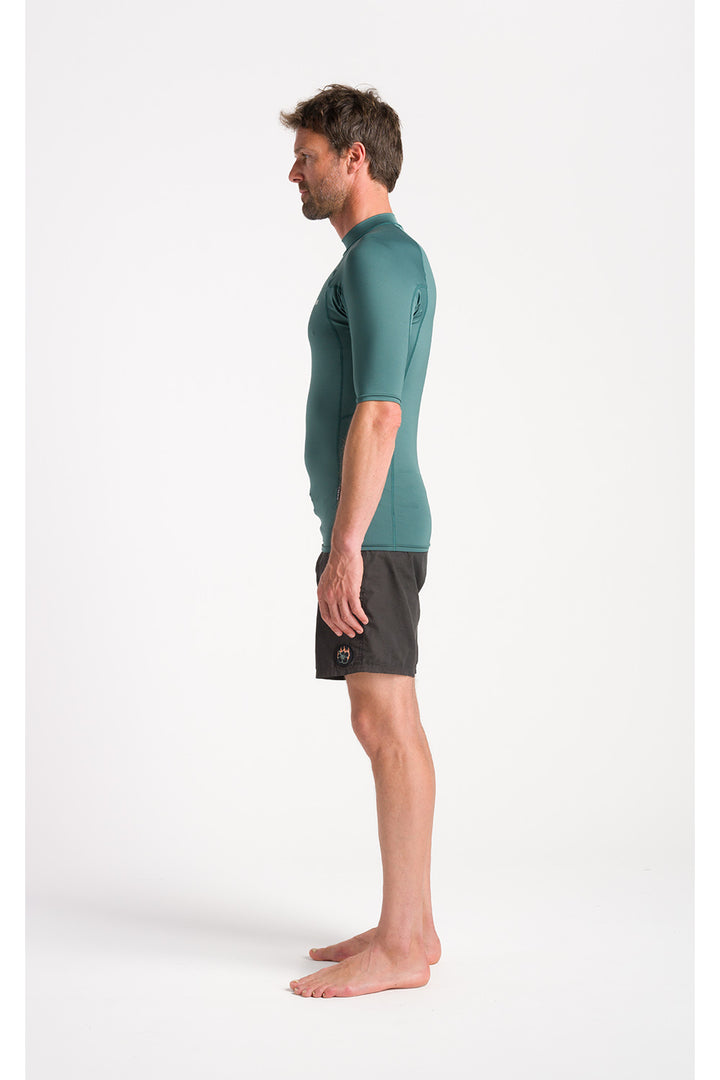 C-Skins NuWave UV Basics Mens Short Sleeve Vest - Dark Sage