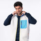 Billy Belt Unisex Sleeveless Sherpa Jacket - Ivory/Blue