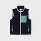 Billy Belt Unisex Sleeveless Sherpa Jacket - Navy/Green