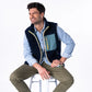 Billy Belt Unisex Sleeveless Sherpa Jacket - Navy/Green