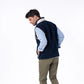 Billy Belt Unisex Sleeveless Sherpa Jacket - Navy/Green