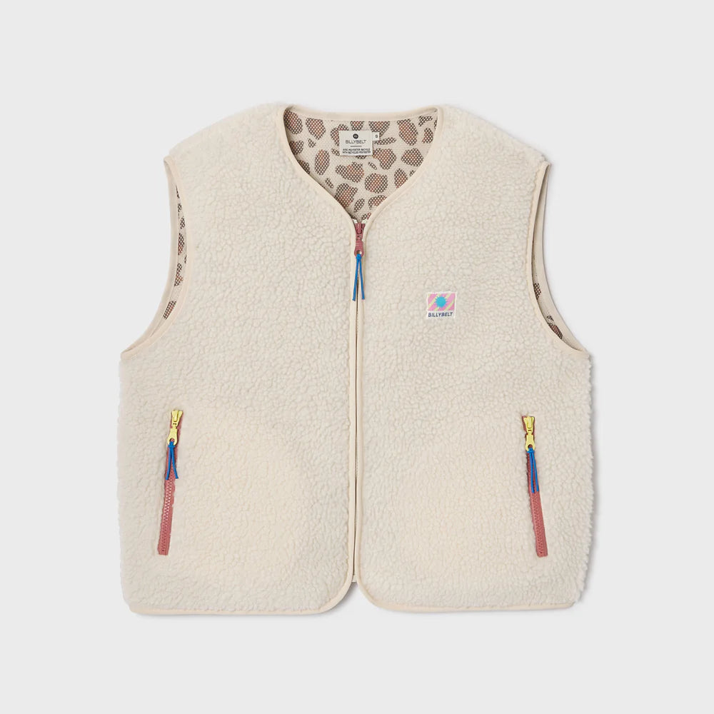 Billy Belt Womens Sleeveless Sherpa Gilet with Zip - Ivory
