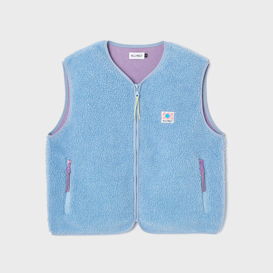 Billy Belt Womens Sleeveless Sherpa Gilet with Zip - Blue