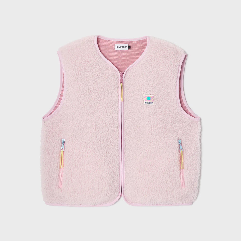 Billy Belt Womens Sleeveless Sherpa Gilet with Zip -Light Pink
