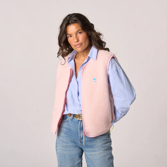 Billy Belt Womens Sleeveless Sherpa Gilet with Zip -Light Pink