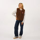 Billy Belt Womens Sleeveless Sherpa Jacket with Zip - Brown