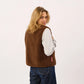Billy Belt Womens Sleeveless Sherpa Jacket with Zip - Brown