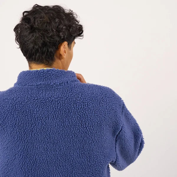 Billy Belt Unisex Sherpa Jacket with Zip - Blue