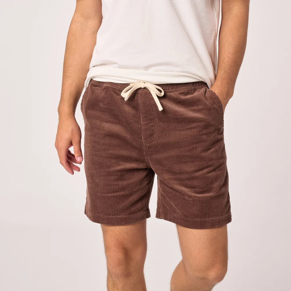 Billy Belt Velvet Cord Shorts - Brown