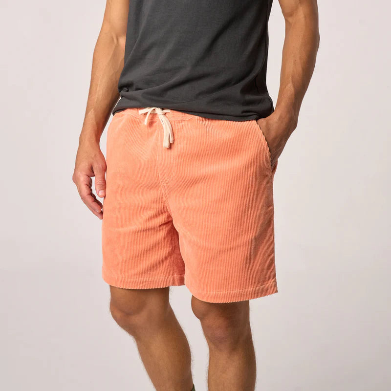 Billy Belt Velvet Cord Shorts - Peach