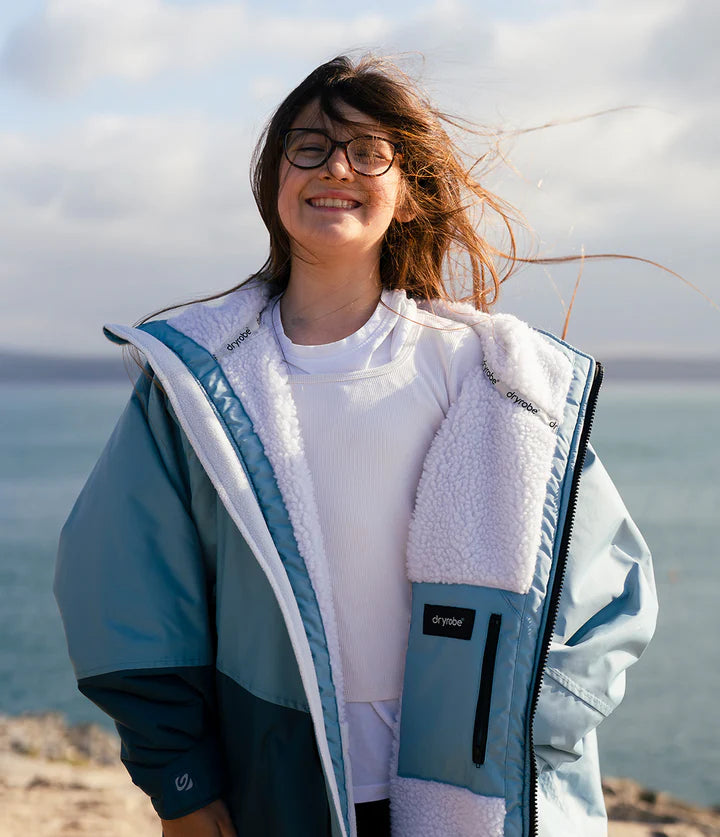 Dryrobe Advance Kids Changing Robe - Blue/Light Grey