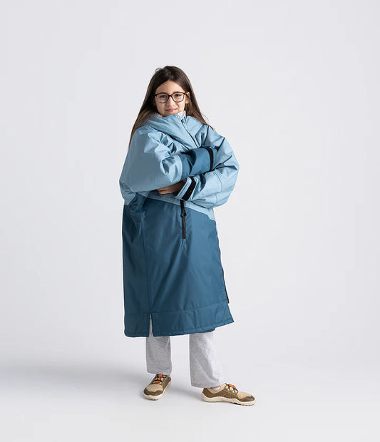 Dryrobe Advance Kids Changing Robe - Blue/Light Grey