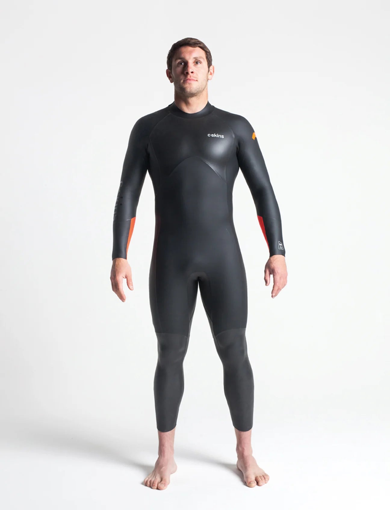 Swim Research 4:3 Mens GBS Back Zip Steamer - Black / Orange