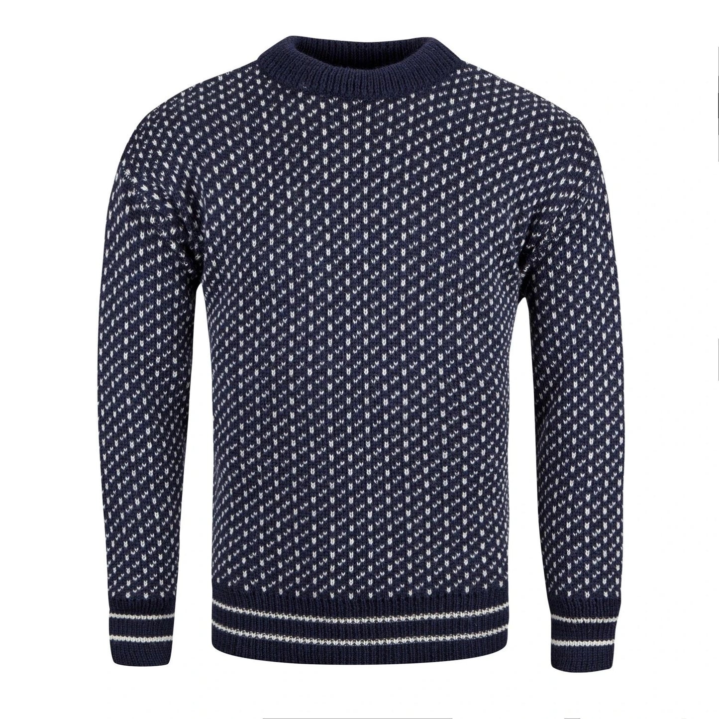 J M Cooper Nordic Crew Wool Jumper - Navy