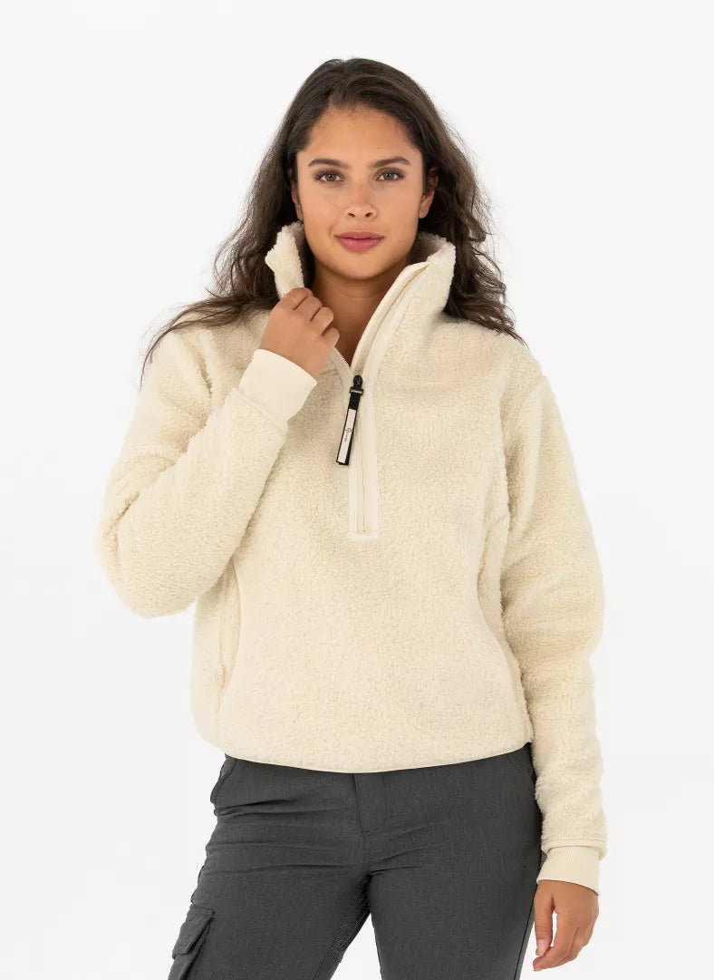 Pelle P Womens Alpage Half Zip Sweater - Cream White