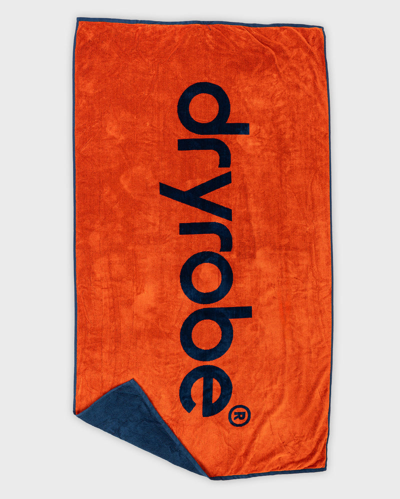 Dryrobe Organic Beach Towel - Orange/Deep Sea Blue