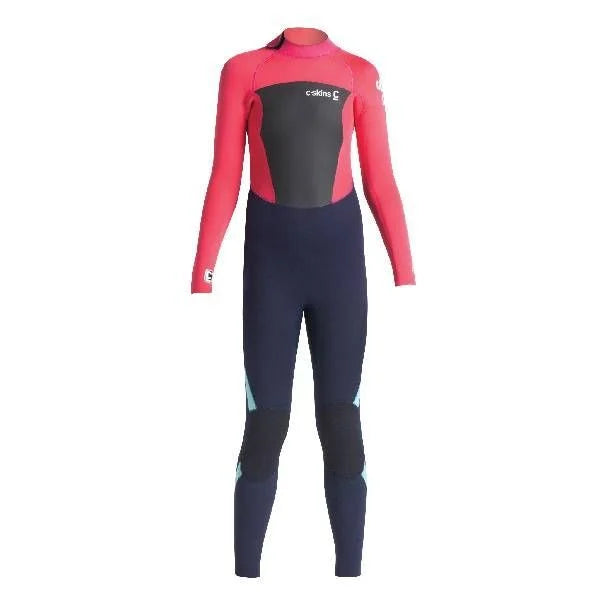 C-Skins Legend 4:3 Junior GBS Back Zip Steamer - Slate/Coral/Ocean Blue