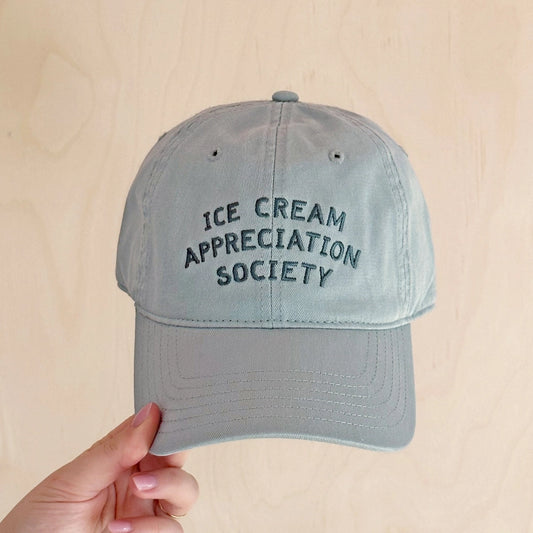 Ice Cream Appreciation Society -Cotton Baseball Cap - Pale Vintage Blue