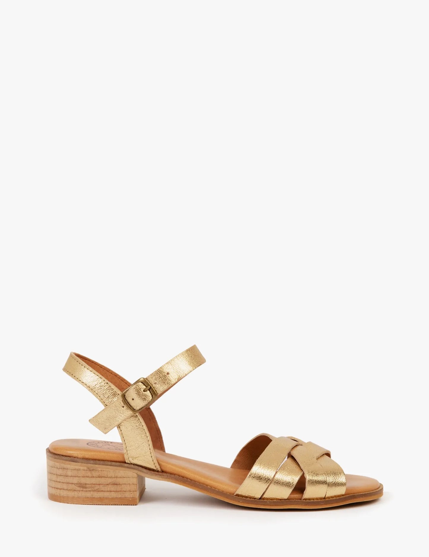 Penelope Chilvers Heeled Sheperdess Metallic Leather Sandal - Gold