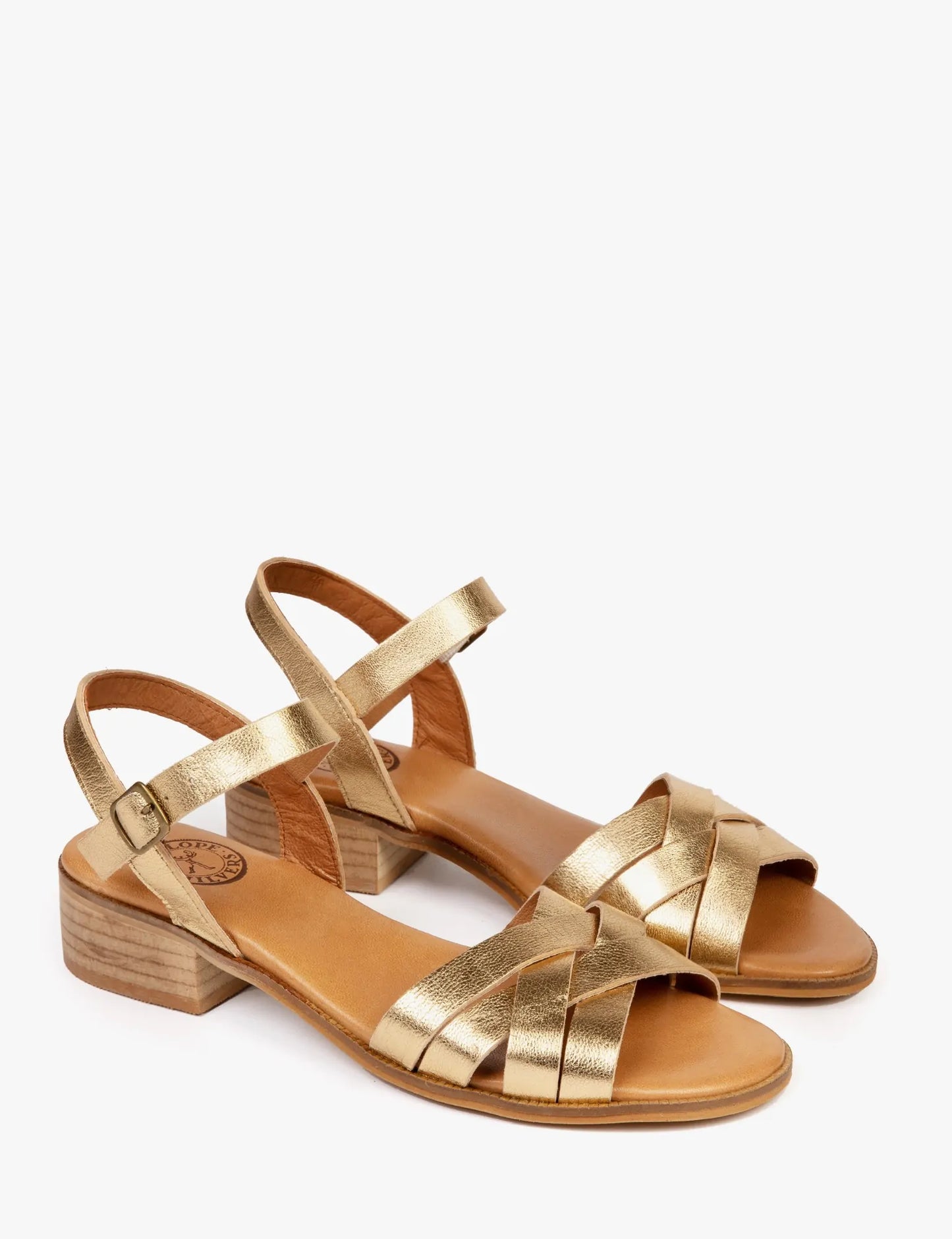 Penelope Chilvers Heeled Sheperdess Metallic Leather Sandal - Gold