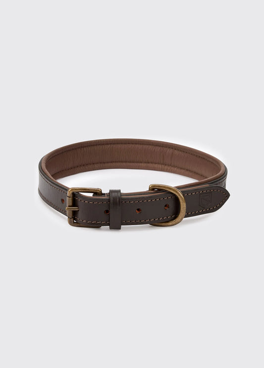 Dubarry Axel Padded Leather Dog Collar - Mahogany