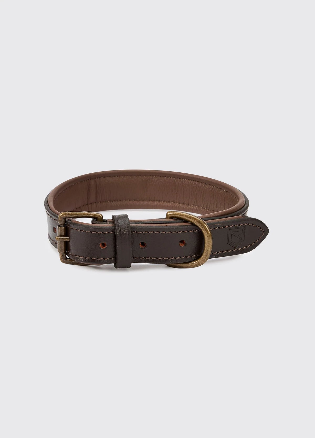 Dubarry Axel Padded Leather Dog Collar - Mahogany