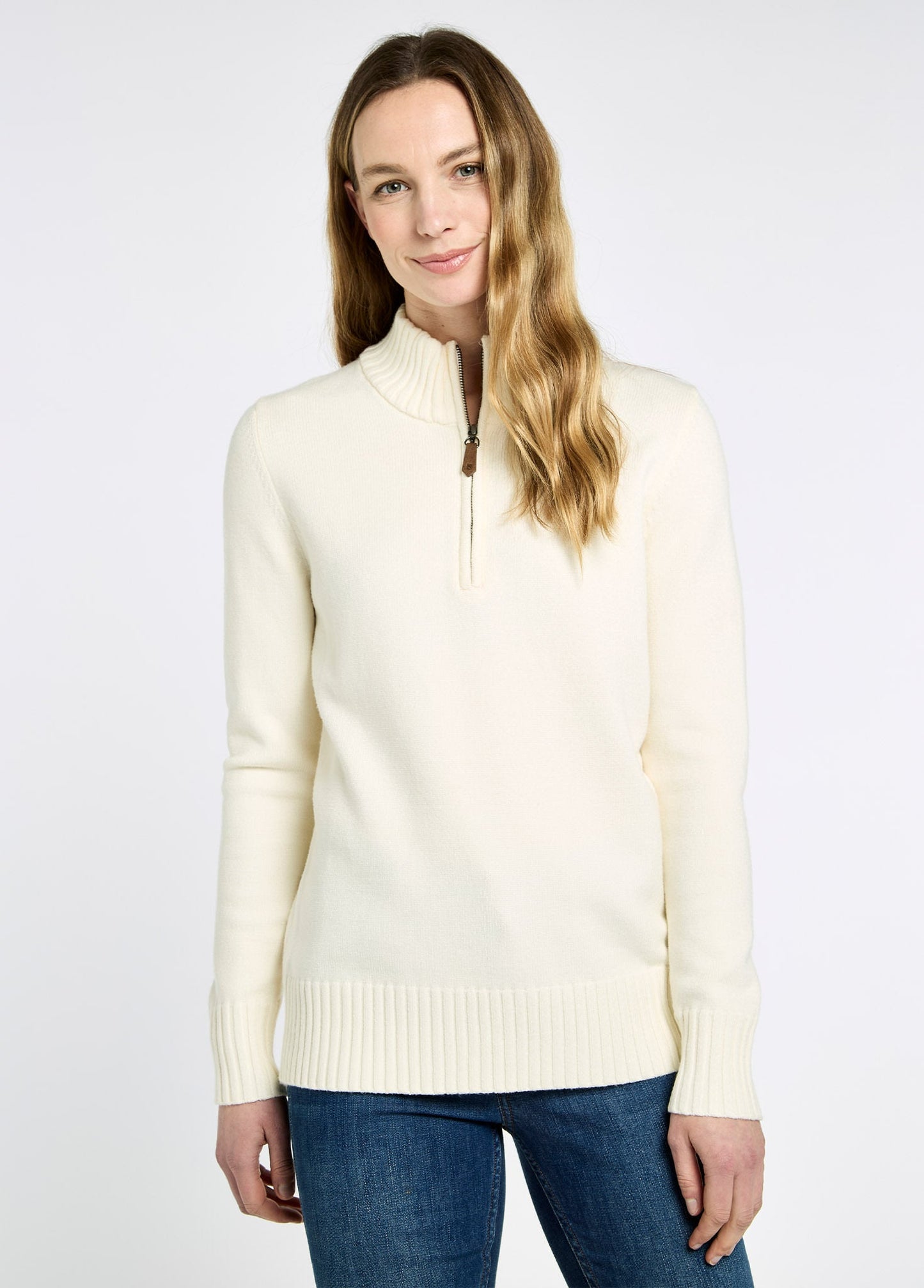 Dubarry Markham Women's Zip Neck Sweater - Chalk