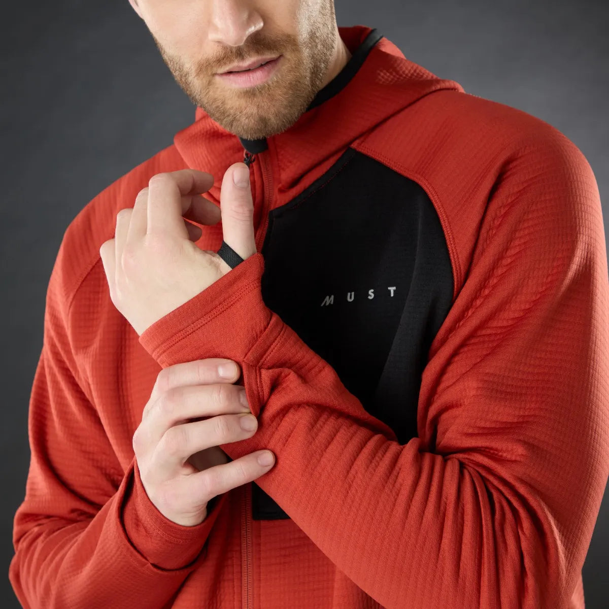 Musto Mens Evo Therm Hooded Tech Fleece Jacket - Rust