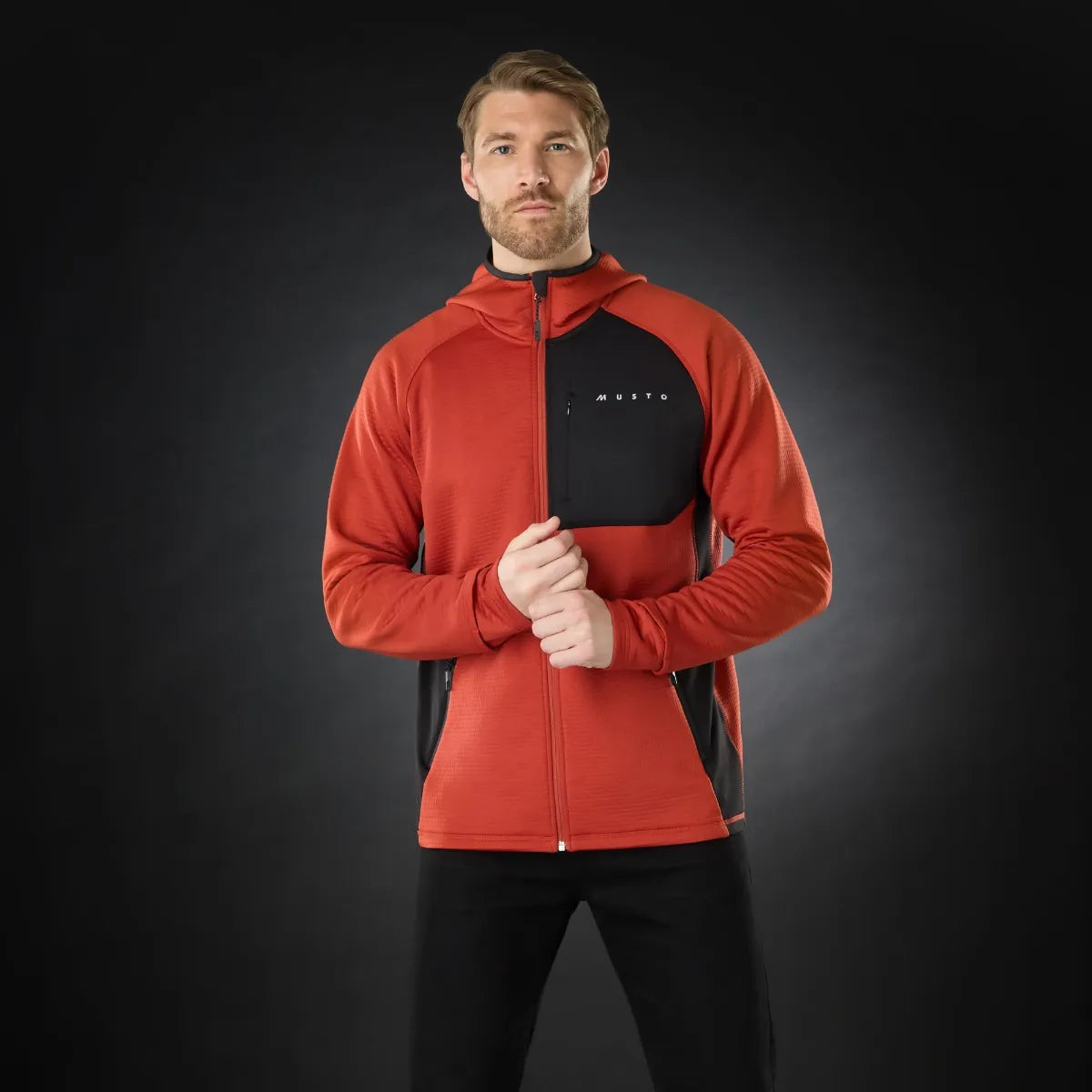 Musto Mens Evo Therm Hooded Tech Fleece Jacket - Rust