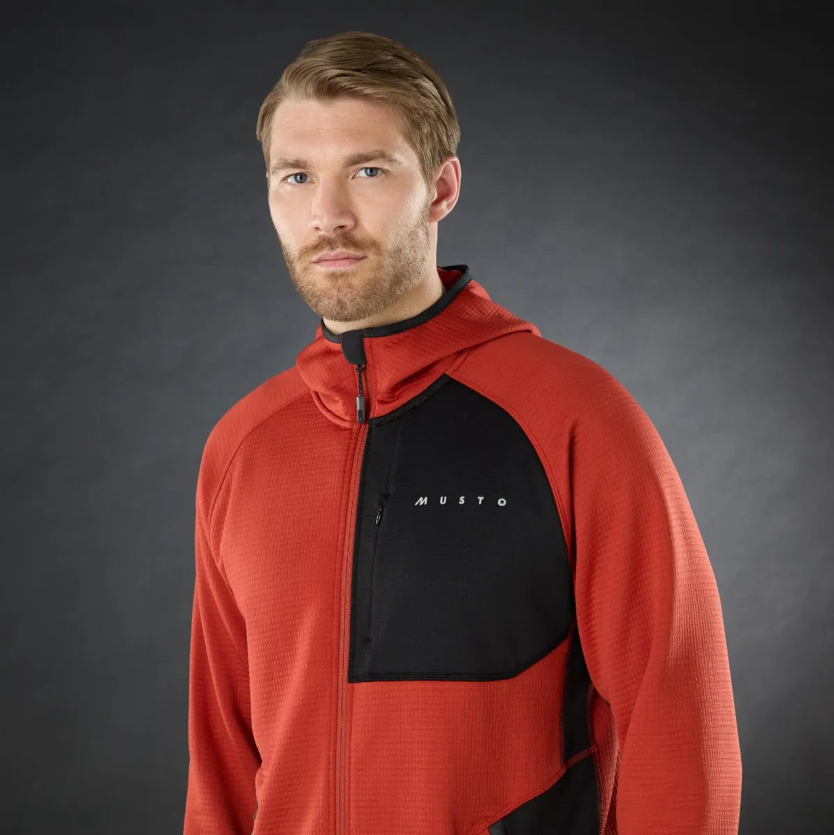 Musto Mens Evo Therm Hooded Tech Fleece Jacket - Rust
