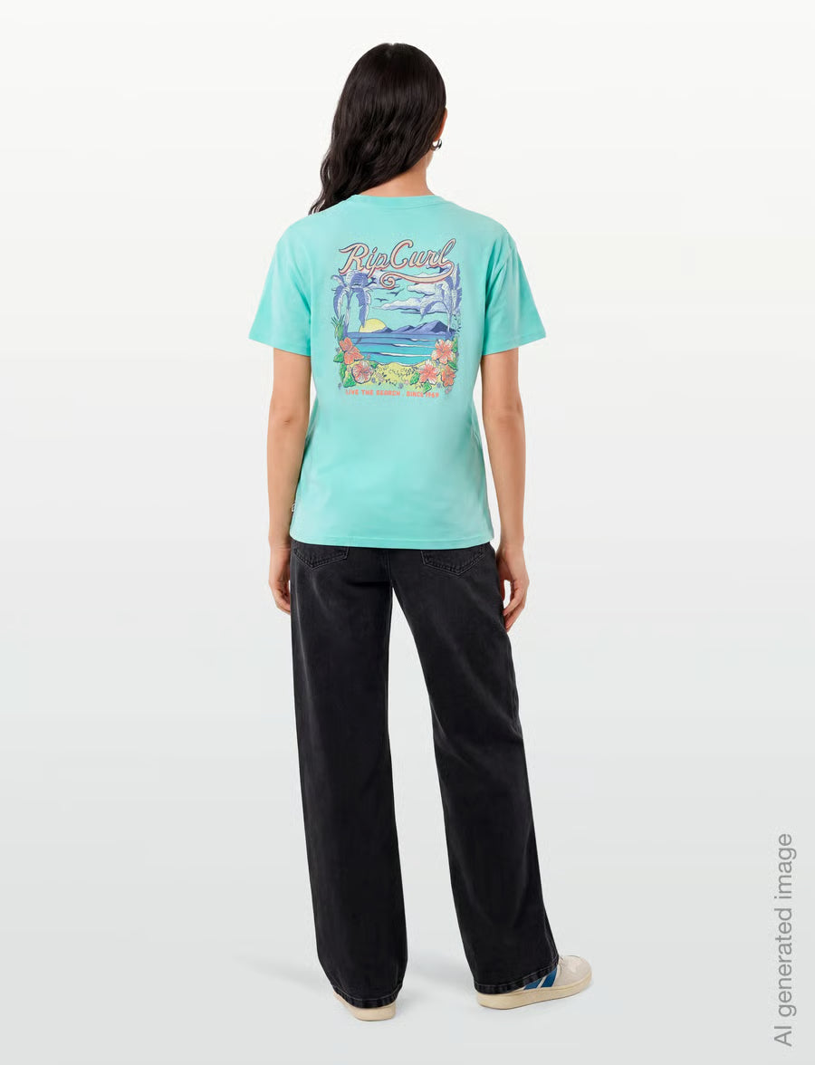 Rip Curl Saloon Relaxed Tee - Light Seablue