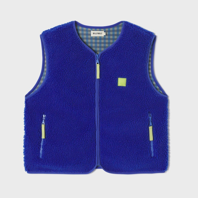 Billy Belt Womens Sleeveless Sherpa Jacket with Zip - Electric Blue