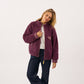 Billy Belt Womens Long Sleeve Sherpa Jacket with Zip - Plum