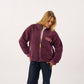 Billy Belt Womens Long Sleeve Sherpa Jacket with Zip - Plum