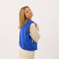 Billy Belt Womens Sleeveless Sherpa Jacket with Zip - Electric Blue