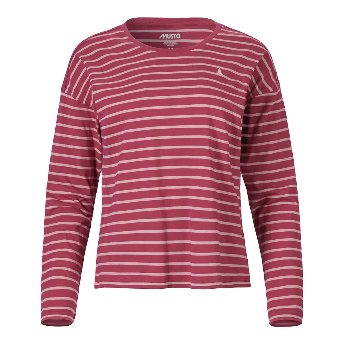 Musto Womens Original Long Sleeve Stripe Tee - Oyster Pink