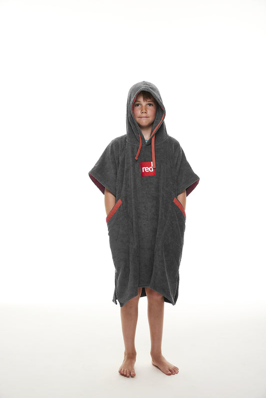 Red Equipment Kids Towelling Change Robe - Grey