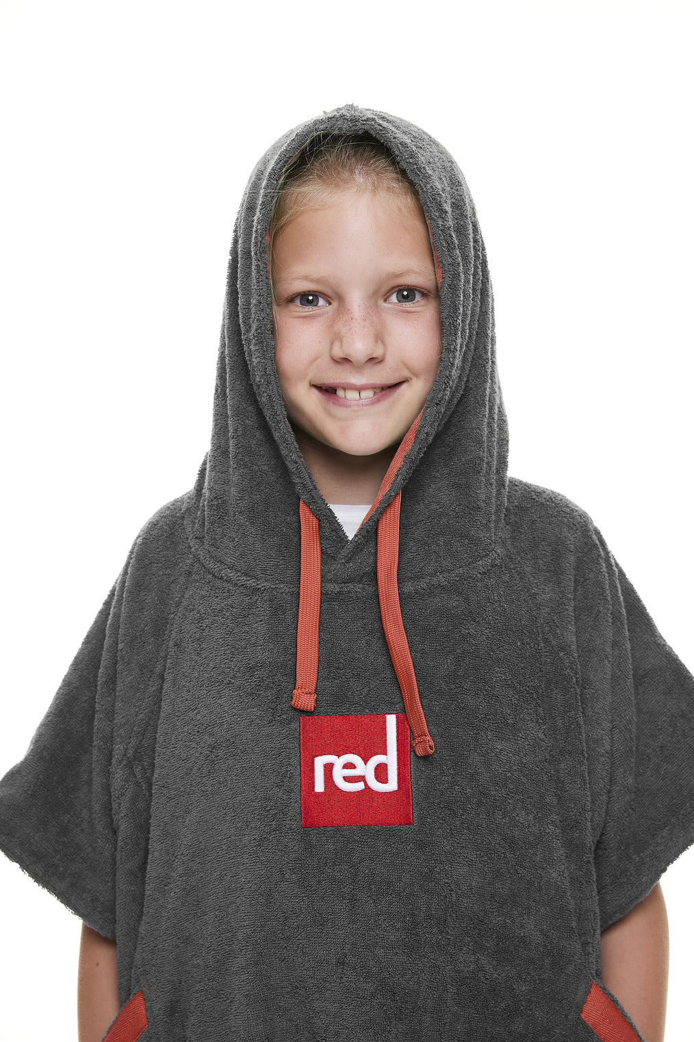 Red Equipment Kids Towelling Change Robe - Grey