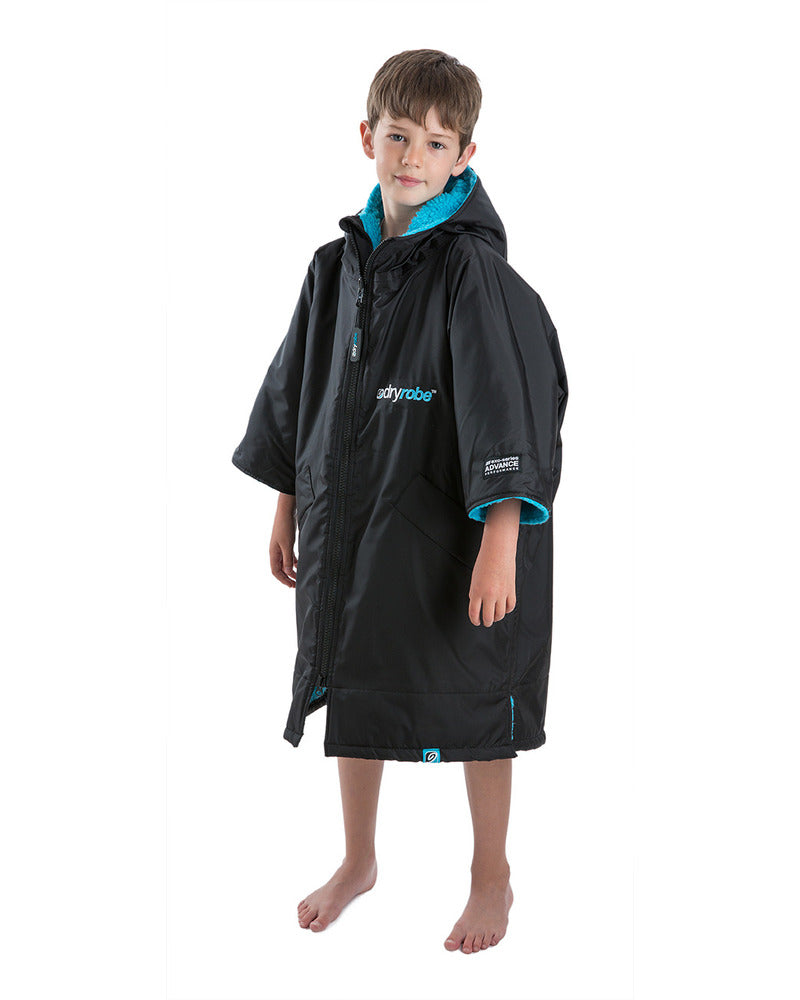 Dryrobe Advance Kids Short Sleeve - Black/Blue