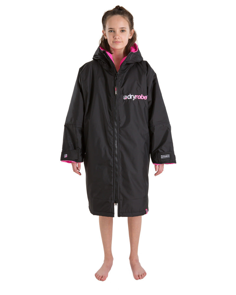 Dryrobe Advance Kids Long Sleeve - Black/Pink