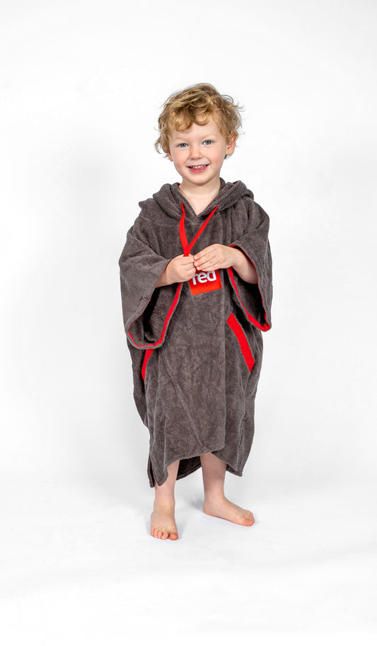 Red Equipment Kids Towelling Change Robe - Grey